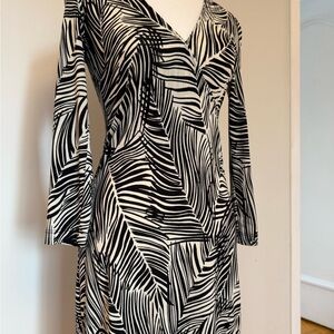 BCBGMaxAzria Black and White Long Sleeve Dress